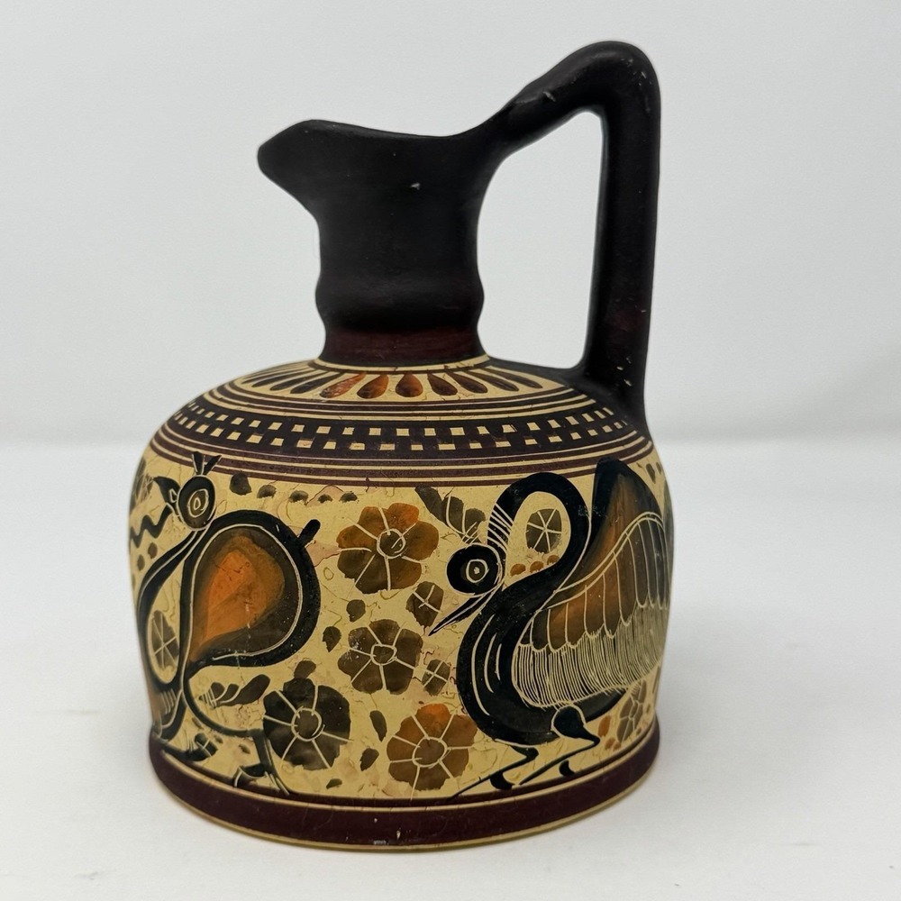 Vtg Greek Corinthian‎ Period 550 BC Oinochoe Jug Reproduction Owl Panther
